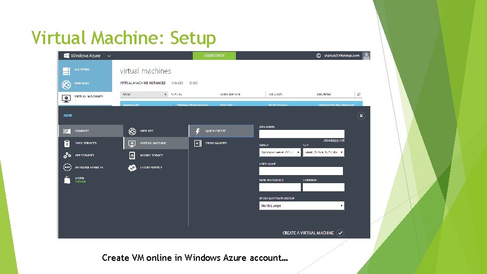 Virtual Machine: Setup Create VM online in Windows Azure account… 