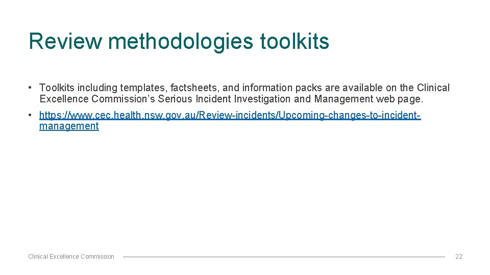 Review methodologies toolkits • Toolkits including templates, factsheets, and information packs are available on