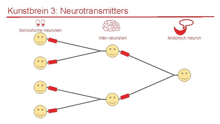 Kunstbrein 3: Neurotransmitters Sensorische neuronen Inter-neuronen Motorisch neuron 