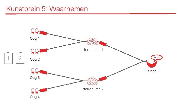 Kunstbrein 5: Waarnemen Oog 1 Inter-neuron 1 Snap! Oog 2 Snap Oog 3 Inter-neuron