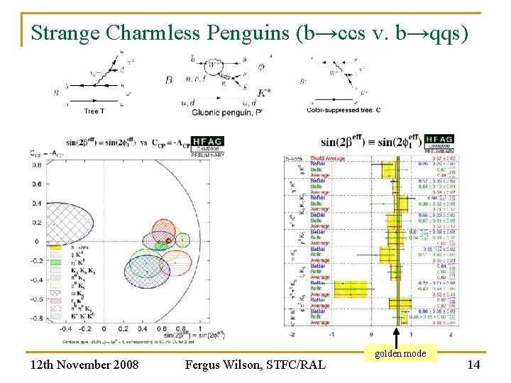 Strange Charmless Penguins (b→ccs v. b→qqs) 12 th November 2008 Fergus Wilson, STFC/RAL golden