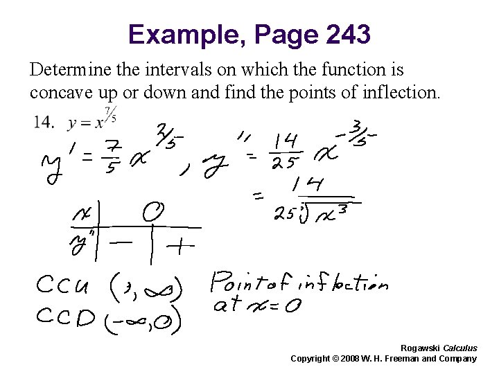 Example, Page 243 Determine the intervals on which the function is concave up or