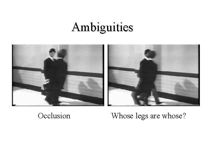 Ambiguities Occlusion Whose legs are whose? 