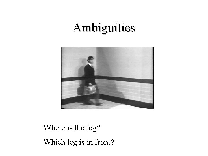 Ambiguities Where is the leg? Which leg is in front? 