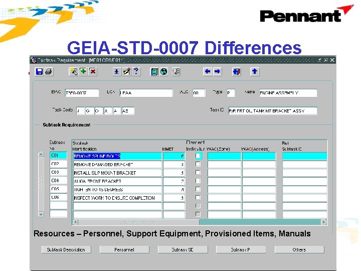 GEIA-STD-0007 Differences • Enables all task resources at the Subtask level § This capability