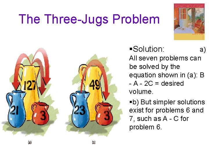 The Three-Jugs Problem §Solution: a) All seven problems can be solved by the equation