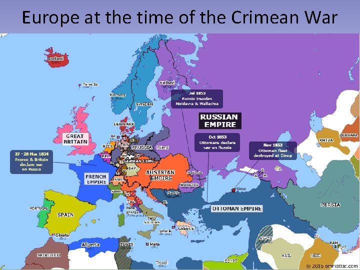 Europe at the time of the Crimean War 