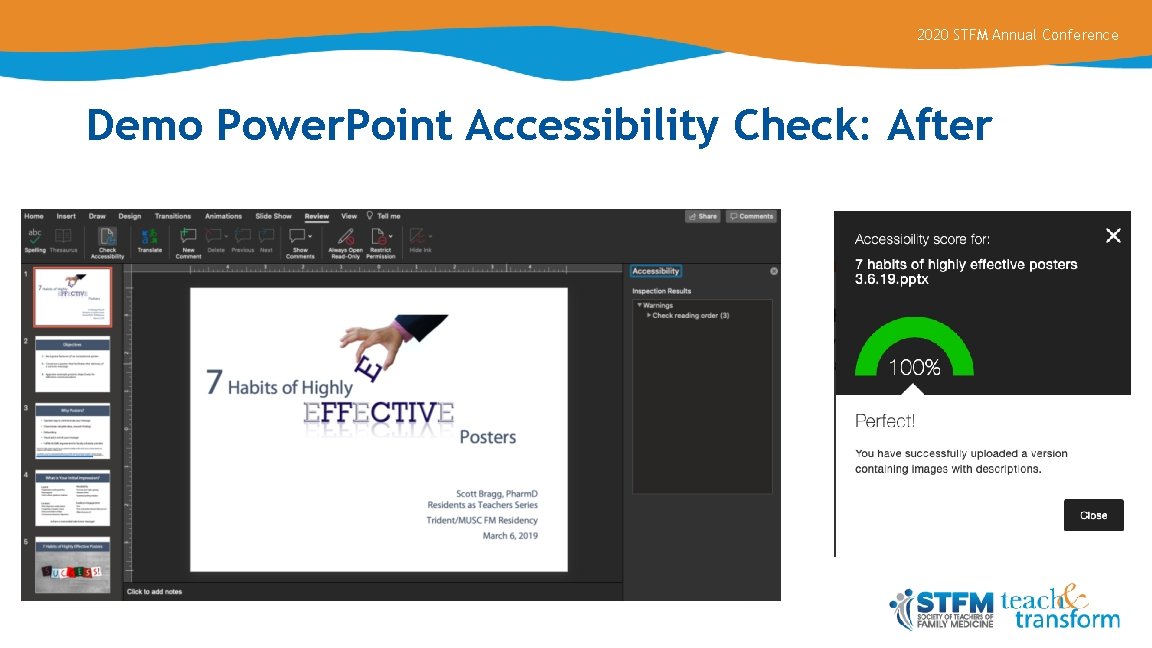 2020 STFM Annual Conference Demo Power. Point Accessibility Check: After 