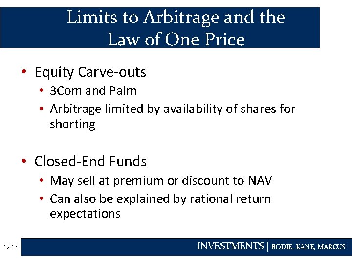 Limits to Arbitrage and the Law of One Price • Equity Carve-outs • 3