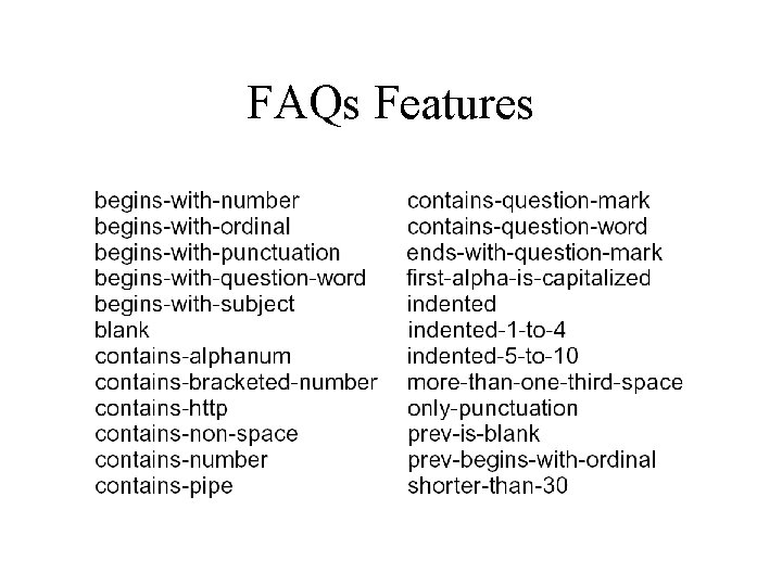 FAQs Features 