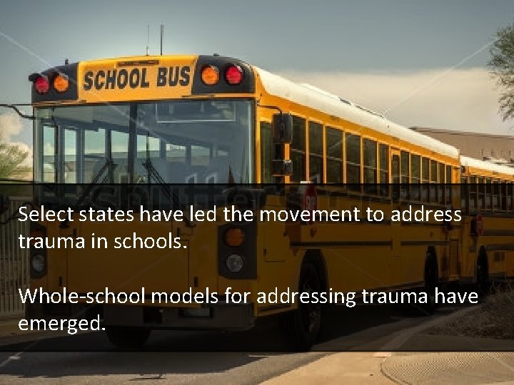 Select states have led the movement to address trauma in schools. Whole-school models for