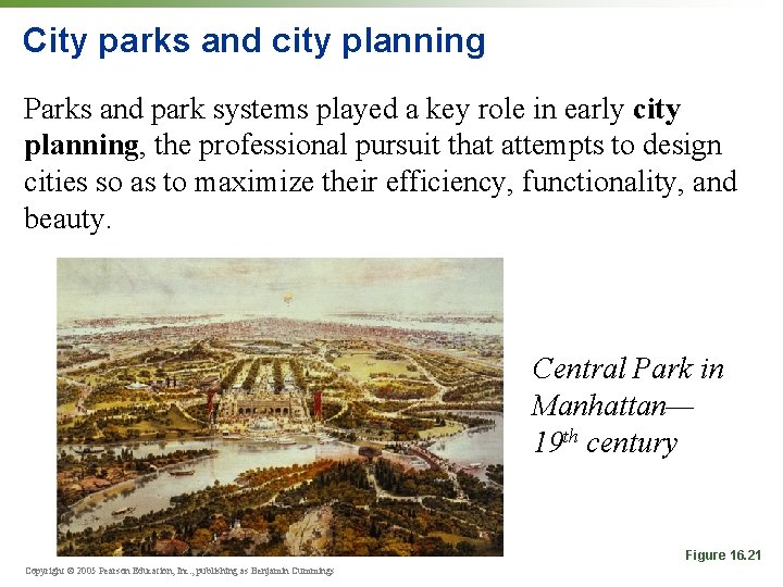 City parks and city planning Parks and park systems played a key role in