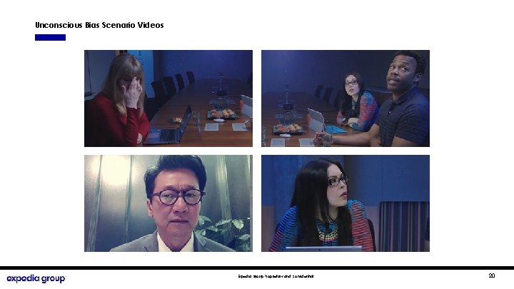 Unconscious Bias Scenario Videos Expedia Group Proprietary and Confidential 20 