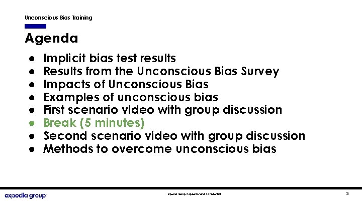 Unconscious Bias Training Agenda ● ● ● ● Implicit bias test results Results from