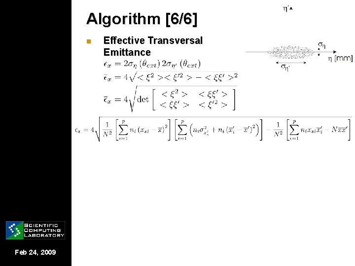 Algorithm [6/6] n Feb 24, 2009 Effective Transversal Emittance 