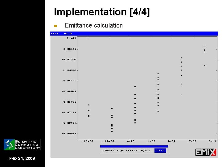 Implementation [4/4] n Feb 24, 2009 Emittance calculation 