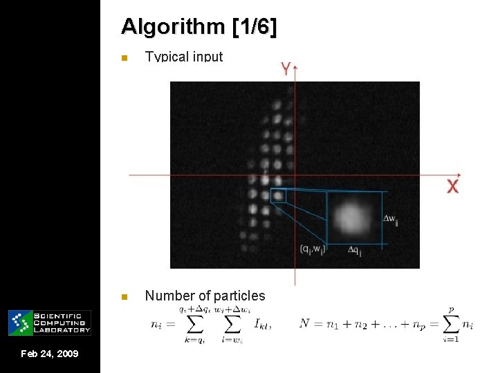 Algorithm [1/6] Feb 24, 2009 n Typical input n Number of particles 