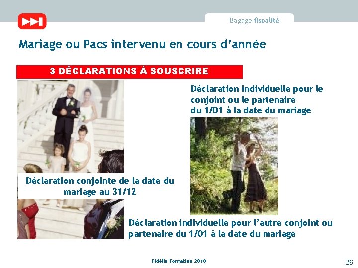 Bagage fiscalité Mariage ou Pacs intervenu en cours d’année 3 DÉCLARATIONS À SOUSCRIRE Déclaration