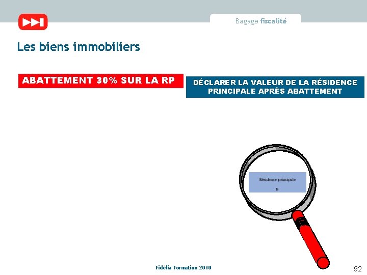 Bagage fiscalité Les biens immobiliers ABATTEMENT 30% SUR LA RP DÉCLARER LA VALEUR DE