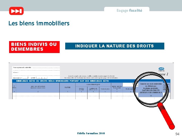 Bagage fiscalité Les biens immobiliers BIENS INDIVIS OU DEMEMBRES INDIQUER LA NATURE DES DROITS