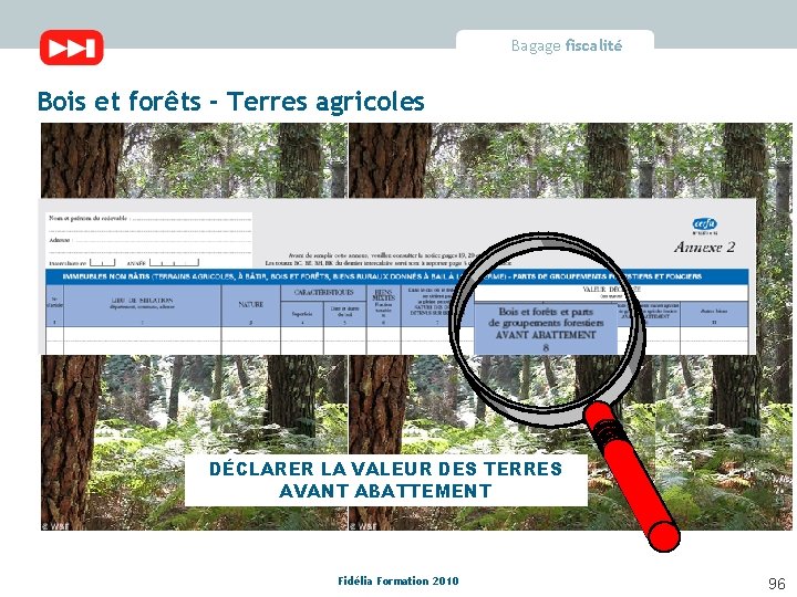 Bagage fiscalité Bois et forêts - Terres agricoles DÉCLARER LA VALEUR DES TERRES AVANT