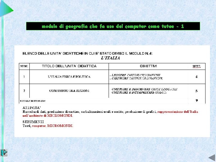 modulo di geografia che fa uso del computer come tutee - 1 