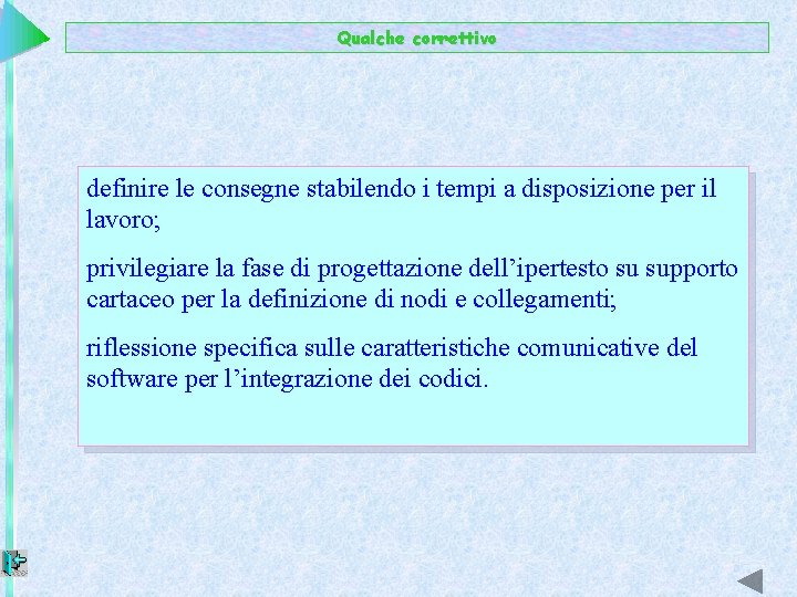 Qualche correttivo definire le consegne stabilendo i tempi a disposizione per il lavoro; privilegiare