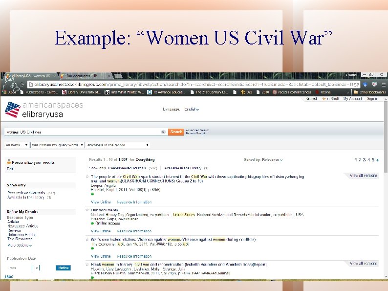 Example: “Women US Civil War” 