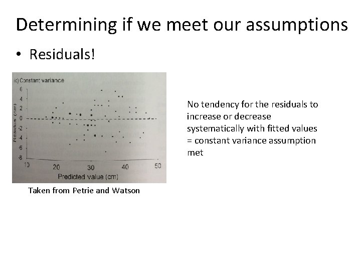 Determining if we meet our assumptions • Residuals! No tendency for the residuals to Determining if we meet our assumptions • Residuals! No tendency for the residuals to