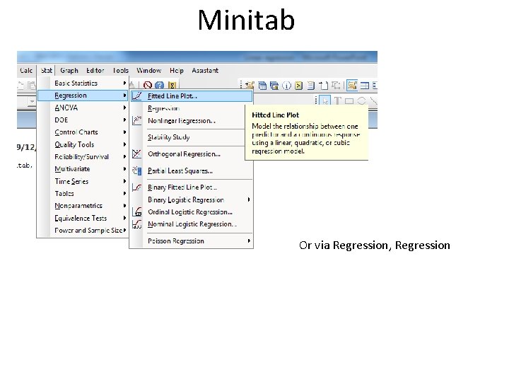 Minitab Or via Regression, Regression Minitab Or via Regression, Regression