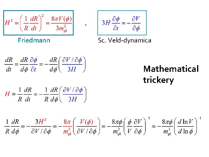Friedmann Sc. Veld-dynamica Mathematical trickery 