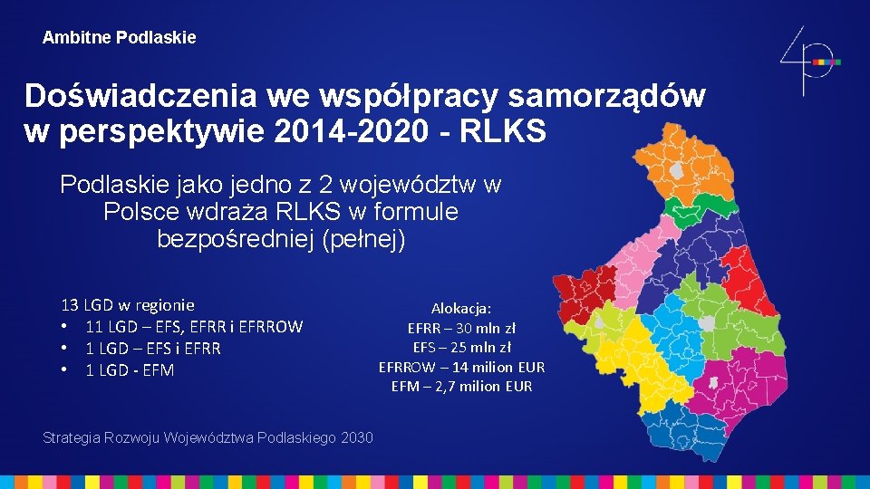 Ambitne Podlaskie Doświadczenia we współpracy samorządów w perspektywie 2014 -2020 - RLKS Podlaskie jako