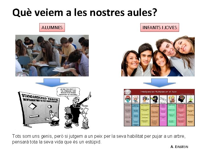Què veiem a les nostres aules? ALUMNES INFANTS I JOVES Tots som uns genis,