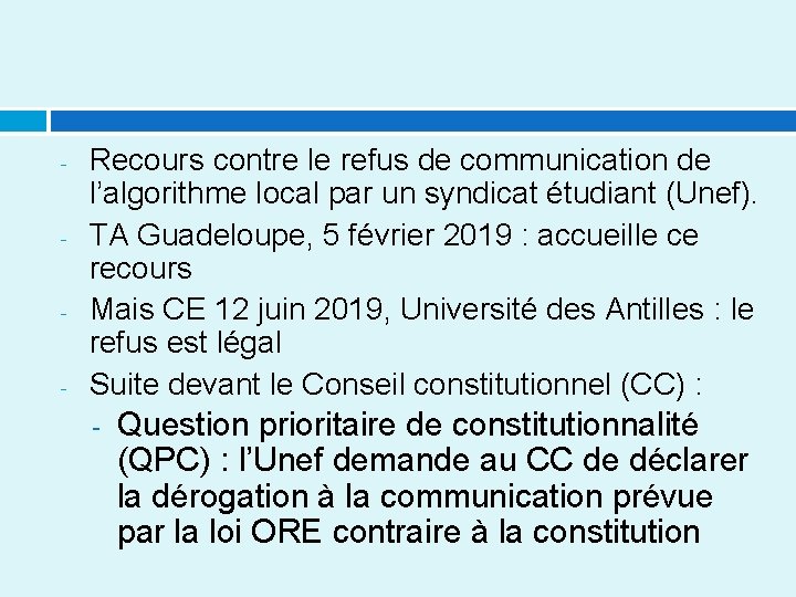 - - Recours contre le refus de communication de l’algorithme local par un syndicat