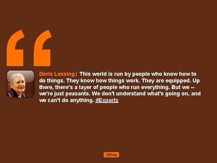 “ Doris Lessing: This world is run by people who know how to do