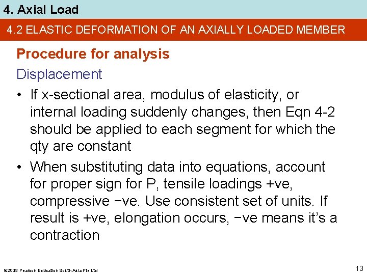 4. Axial Load 4. 2 ELASTIC DEFORMATION OF AN AXIALLY LOADED MEMBER Procedure for