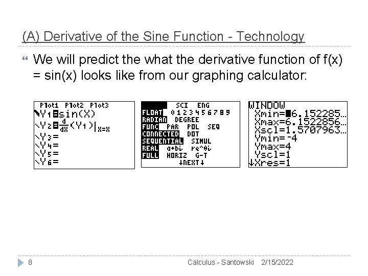(A) Derivative of the Sine Function - Technology We will predict the what the