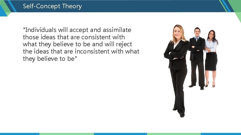 Self-Concept Theory "Individuals will accept and assimilate those ideas that are consistent with what