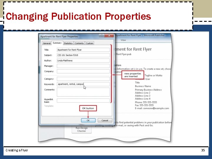 Changing Publication Properties Creating a Flyer 35 