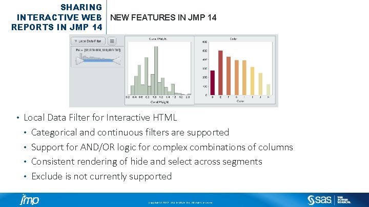 SHARING INTERACTIVE WEB NEW FEATURES IN JMP 14 REPORTS IN JMP 14 • Local