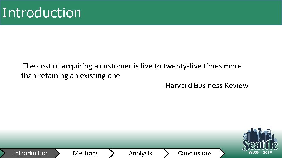 Introduction The cost of acquiring a customer is five to twenty-five times more than