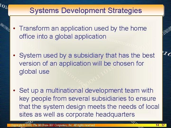 Systems Development Strategies • Transform an application used by the home office into a
