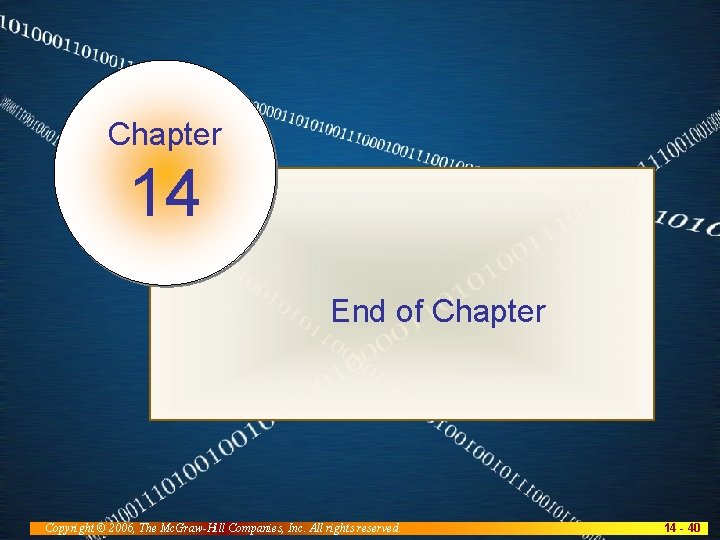 Chapter 14 End of Chapter Copyright © 2006, The Mc. Graw-Hill Companies, Inc. All
