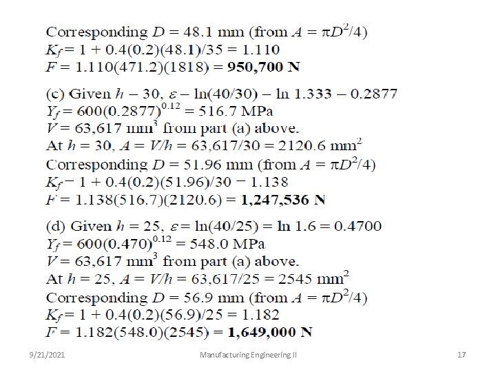 9/21/2021 Manufacturing Engineering II 17 