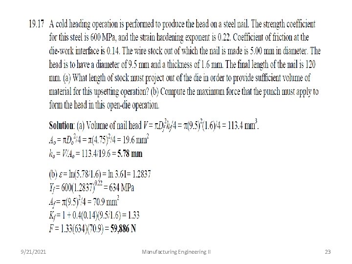 9/21/2021 Manufacturing Engineering II 23 