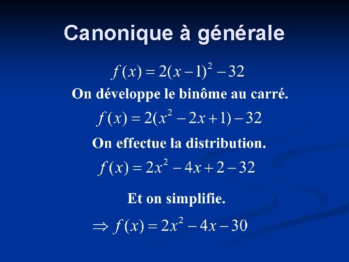 Canonique à générale 