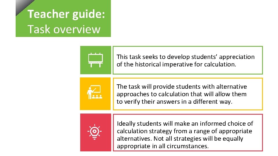 Teacher guide: Task overview This task seeks to develop students’ appreciation of the historical