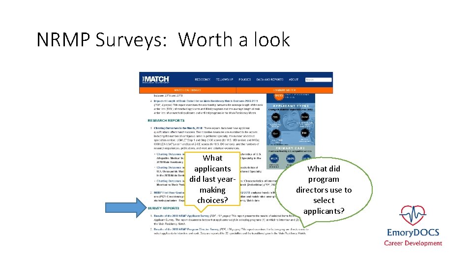 NRMP Surveys: Worth a look What applicants did last yearmaking choices? What did program