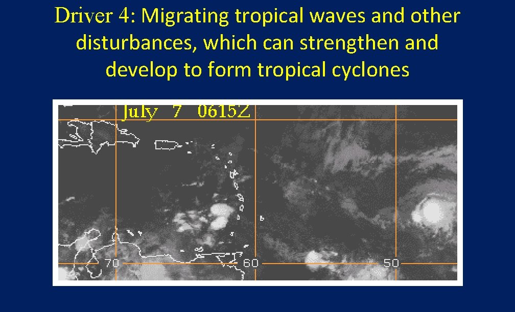 Driver 4: Migrating tropical waves and other disturbances, which can strengthen and develop to