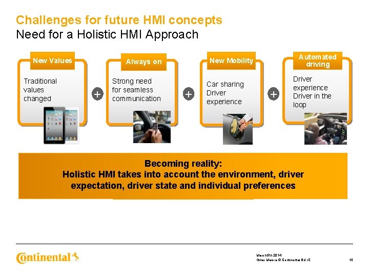 Challenges for future HMI concepts Need for a Holistic HMI Approach New Values Traditional